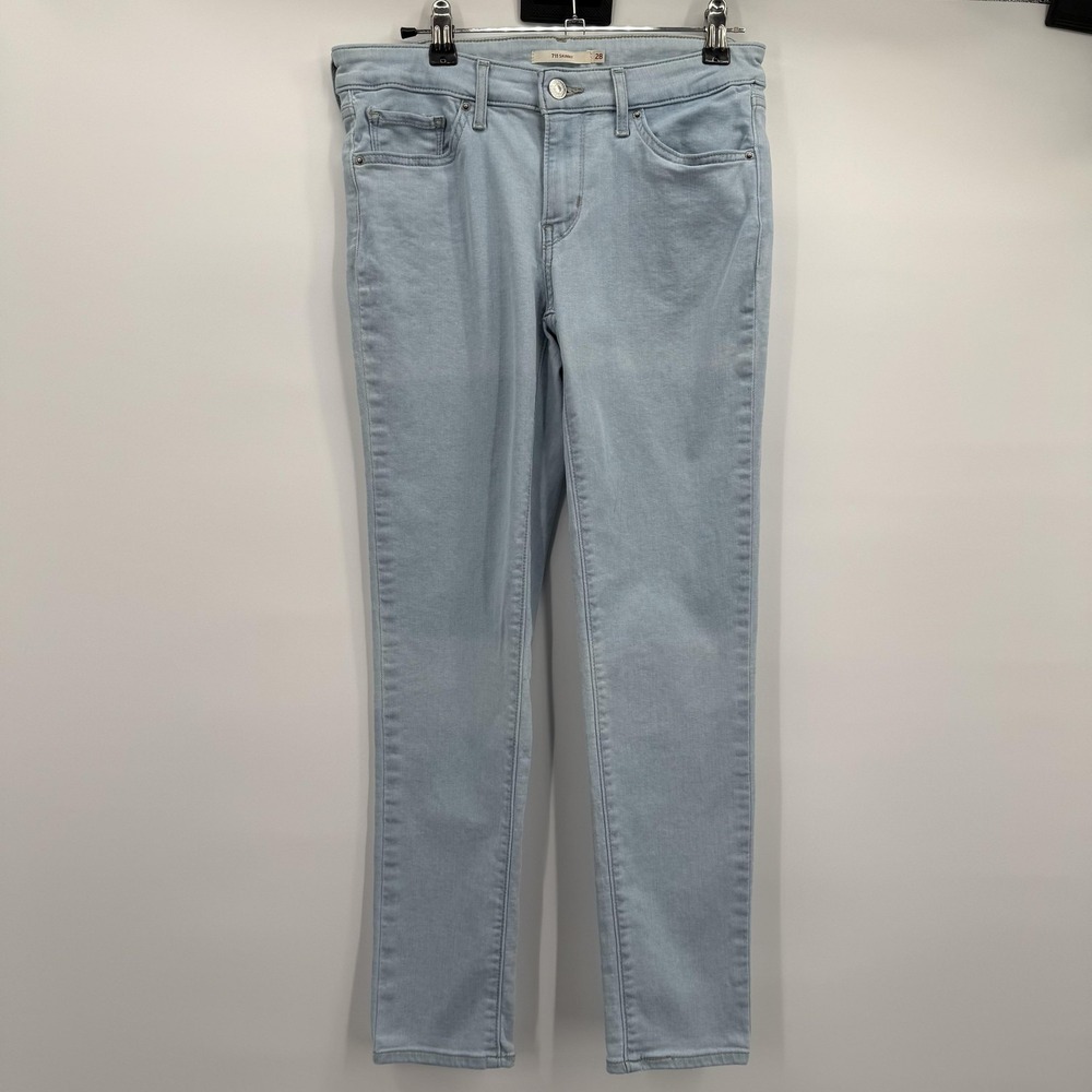 Levis 711 Skinny Jeans Womens 28 Light‎ Wash Blue Mid Rise Stretch Ankle Denim